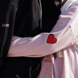 mixxmix pink patchwork hoodie